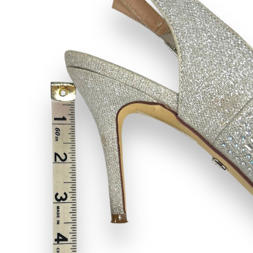 LAUREN LORRAINE Rachel Silver Shimmer Shoes Stilettos Crystals Size 8.5 Bridal - Picture 4 of 11